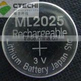 3V rechargebale lithium button cell ML2025