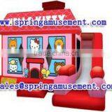 Latest Design and Cheap Inflatable HELLO KITTY Combo, Inflatable Jumping Castle, Inflatable Slip and Slide