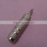 Stereo Audio Silver 3.5 Male to 6.5 Female Connector Adapter