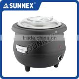 SUNNEX Hot Sale Classic Black Polypropylene Body Aluminium Water Jacket Polycarbonate Cover Electric Soup Warmer