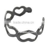 Brass Ring Settings, Black, Heart Band Ring, 17mm Inner Diameter(KK-1477-B) thumbnail-1
