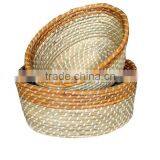 Brown and Natural Colour With Fabric Line Seagrass Basket thumbnail-2