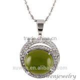 Cubic Zirconia Stainless Steel Couple Necklace With Peridot Quartz