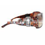 Leopard Print Rhinestone Cross Western Style Sunglasses 100% UV 400 With Box thumbnail-1