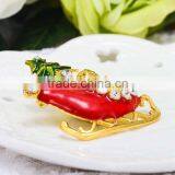 47*44mm Unique Design Personalized Rhinestone Christmas Santa Sleigh Brooch thumbnail-4