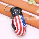 hot sell PVC leather USA flag boxing glove keychain/America flag boxing glove keyring