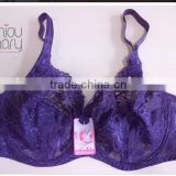 Hot sexy woman purple lace soft bra, no padded bra big size
