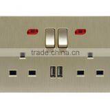 Double 13A Light Switched USB Wall Socket thumbnail-1