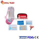 Mini travel first aid kit with flashlight cup