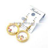 Womens Fashion Round Earrings Stainless Steel 18k Gold Plated Glass Earrings thumbnail-3