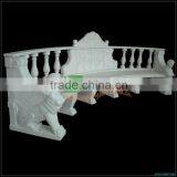 Curved White Marble Garden Bench With Small Columns Back