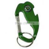Jumbo Size 4 In 1 Carabineer With Compass, Key Ring And Bottle Opener, Green thumbnail-1
