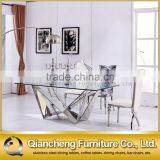 Stainless Steel Dining Table With Glass Set Metal Table thumbnail-2