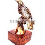 BRONZE FINISH EAGLE STATUE ON WOOD BASE FOR HOME DECORATION thumbnail-1