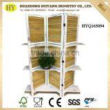 Antique Look Wood and Bamboo Room Divider Decorative Screen thumbnail-1
