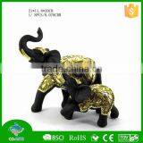 Home decorative black gold resin double elephant