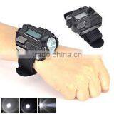 Waterproof Tactical LED Display 4-Mode Rechargeable Flashlight Wrist Watch thumbnail-1
