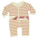 Organic Red Strips Baby Winter Rompers and 100% Organic Cotton Fashionable Long Sleeve Plain and Printed Baby Rombers thumbnail-1