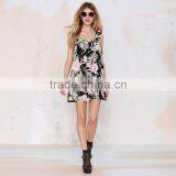 Ladies Fashion Sexy Back Open Floral Print Falbala Halter Top Short Dress thumbnail-4