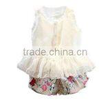 2017 Wholesale New Arrival Baby Clothes Organic Printing White Little Girls Boutique Custom Girls Clothing Set thumbnail-1