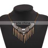 Western Trendy Tassel Luxury Mandarin Orange Rhinestone Crystal Vintage Statement Necklace Jewelry thumbnail-4