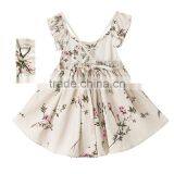 ShiJ Baby Girls Dress 100% Linen Backless Peach Blossom Summer Baby Clothing thumbnail-2