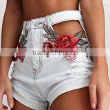 Runwaylover 5273 High Quality Ladies Sexy Embroider Denim Shorts thumbnail-1