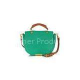 Handmade Green Shell Womens Leather Handbags Pebbled With Long Shoulder Strap