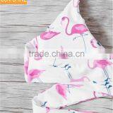 Crossfit High Cut Swimwear Flamingo Vintage Printing Bandage Bikini thumbnail-4