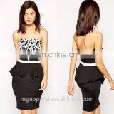 New Fashion Ladies Sexy Mini Lace Top Bandeau Tight Black Peplum Dress thumbnail-1