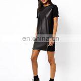 2014 Latest Fashion Leather Look Tee Dress thumbnail-1