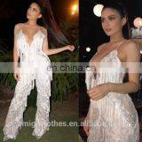 Amigo 2017 New Style White Dew Chest Tassel Strap Sexy Lace Long Bandage Jumpsuit for Women Party Wear thumbnail-2