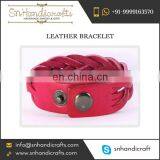 Purchase Large Volumes of Classy Pinkish Colour Leather Bracelet at Low Rate from Deemed Exporter