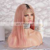 2018 New Fashion Long Hair Pink Color With Dark Roots Full Lace Wig With Baby Hair thumbnail-3