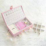 2021 Custom Logo Small PU Leather Jewelry Box Organizer Velvet Travel Earring Ring Necklace Storage Case For Girls thumbnail-3