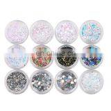 2018 New 12 Colors Nail Glitter Kit Mix Shaped Mermaid Scale Effect Nail Art Glitter Paillette Sparkling Spangles