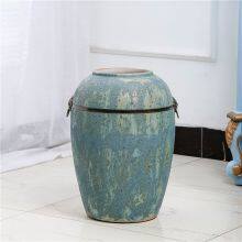 Copper Ring Special-Shaped Abstract Mediterranean Style Green Ceramic Vase For Coffee Shop thumbnail-2