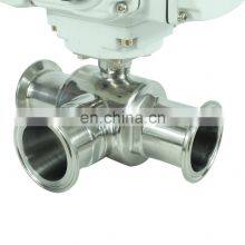 DKV Sanitary Grade 2 Inch 12v 24v 110v Electric Control Tri Clamp 3 Way Electric Ball Valve for Water thumbnail-3