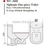 WC-3681 Siphonic One-Piece Toilet With Soft Closing Cover Ramp Down Closer, Water Closet Toilet Bowl thumbnail-2