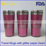 16OZ BPA Free Travel Car Mugs With Paper Inserts Glitter Laser Logo FDA Standard thumbnail-1