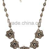 Vintage Look Antique Silver Flower Neckalce thumbnail-1