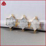 White Summer SALE Star Druzy Druzzy Drusy Electroplated 24K Gold Plated Double Bail Pendant thumbnail-2