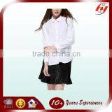 Latest Design Fashion Korean Office Lady White Chiffon Polyester Long Sleeve Loose Plus Size Blouse for Woman