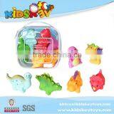 New summer toy for 2015 6pcs soft rubber dinosaur toy bath toy set