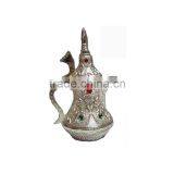Novel Design Silver Flagon Glass Perfume Bottle With Red Damond