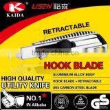 tool cutter Auto Retractable Safety Hook blade Aluminium Alloy with screw lock Cutter Knife