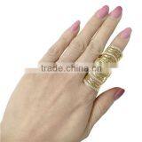 2016 Fashion Ladies Finger Double Ring With Rhinestone Punk Crystal Ring Chain Finger Ring thumbnail-2