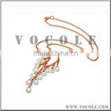 Turquoise Bib Jewelry Ceramic Gold Plated Pendant Necklace thumbnail-1