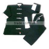 Unisex Black With Red Handmade Buttons Long Sleeves Chinese Tang Fitted Costume