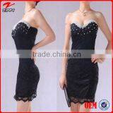 Sexy Night Club Dress Beading Decorative Lace Transparent Low Breast Sheath Over Hip Bare-Back Strapless Sexy Club Dress thumbnail-6